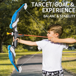 Kid using the LED light-up archery set outdoors